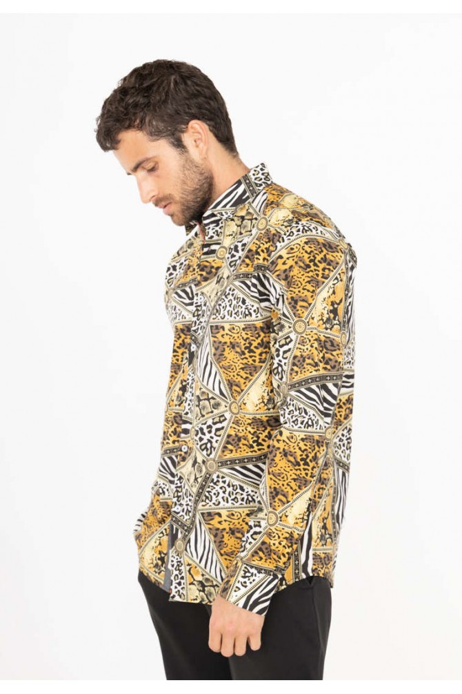 Chemise stretch confort fit à motifs PANTHER