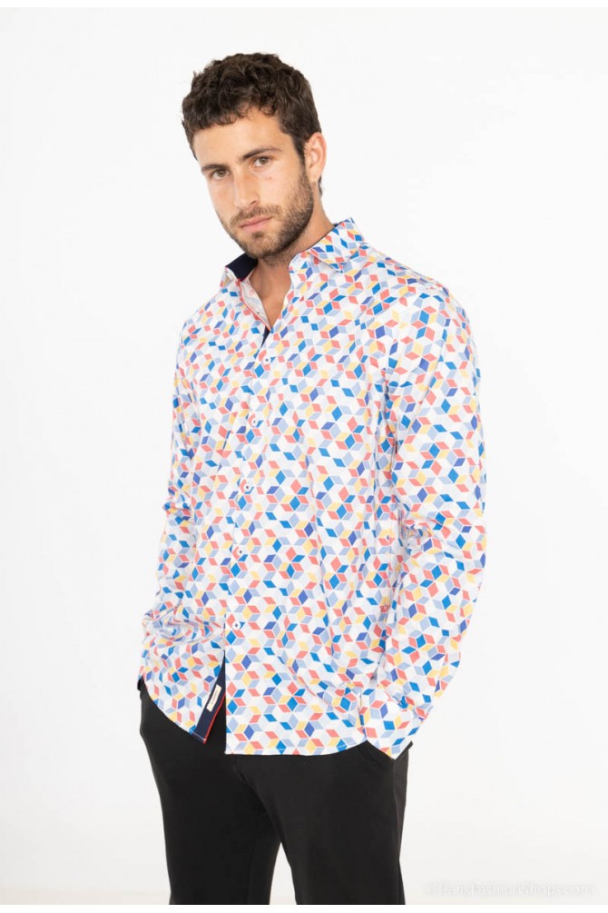 Chemise STRETCH motifs ANGLES coupe confort