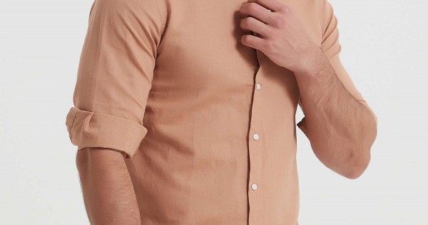 Chemise 100 % lin à col en V · Marron · Chemises | Massimo Dutti