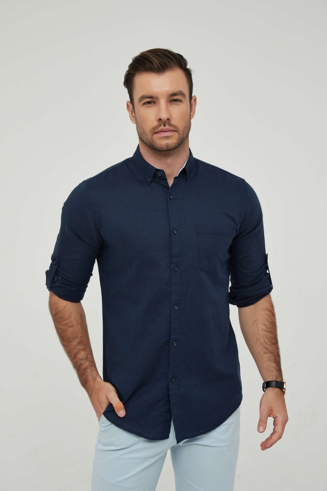 Fitted Fit Linen Shirt- LEO