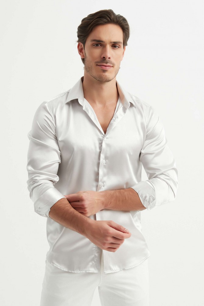 Satin shirt adjusted fit