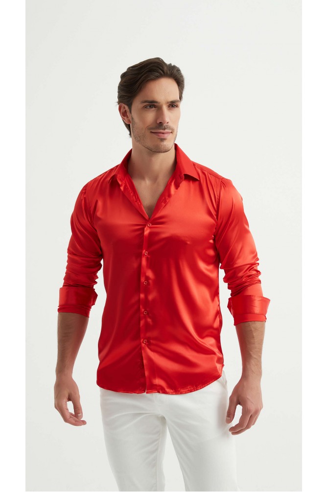 Satin shirt adjusted fit