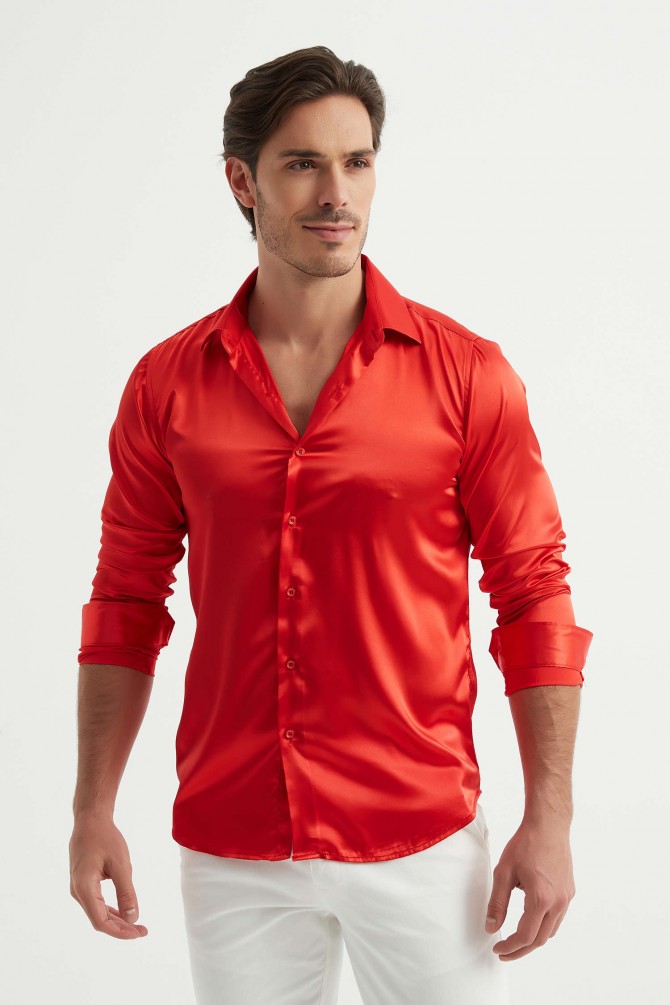Satin shirt adjusted fit