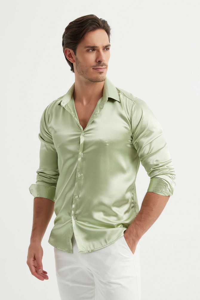 Satin shirt adjusted fit