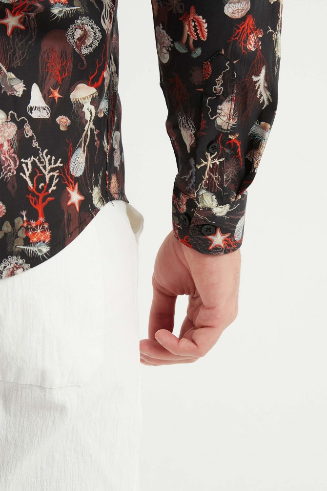 "PREMIUM" stretch shirt BRICKS prints ajusted fit