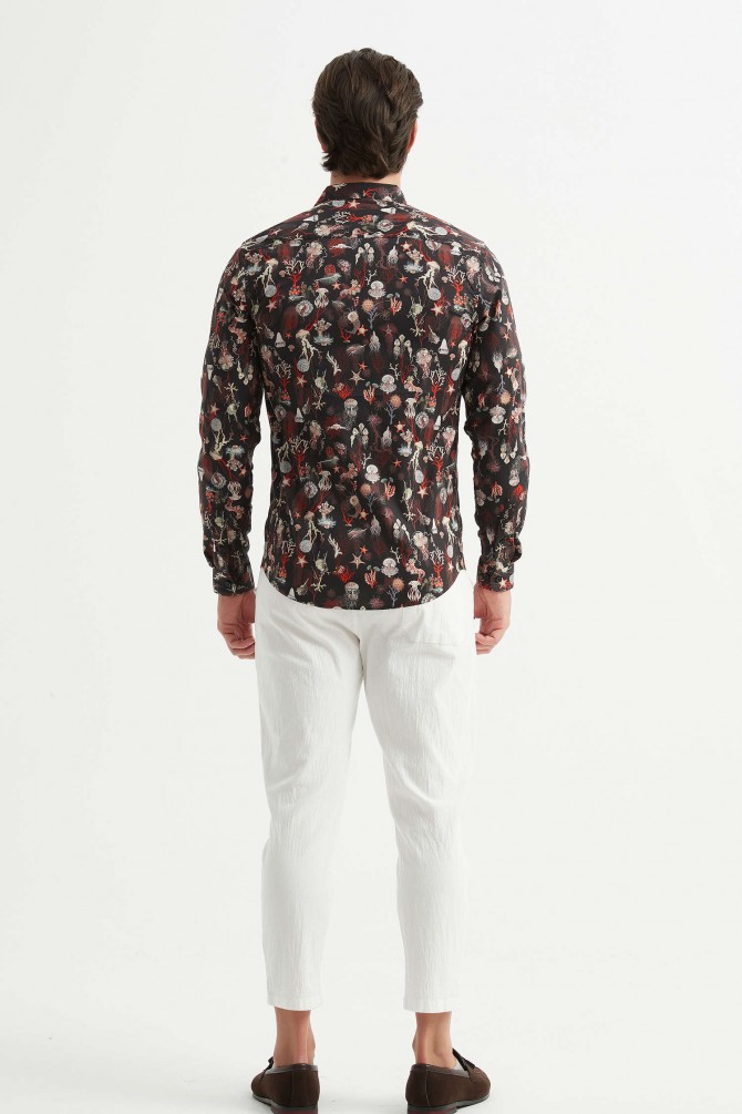 "PREMIUM" stretch shirt BRICKS prints ajusted fit
