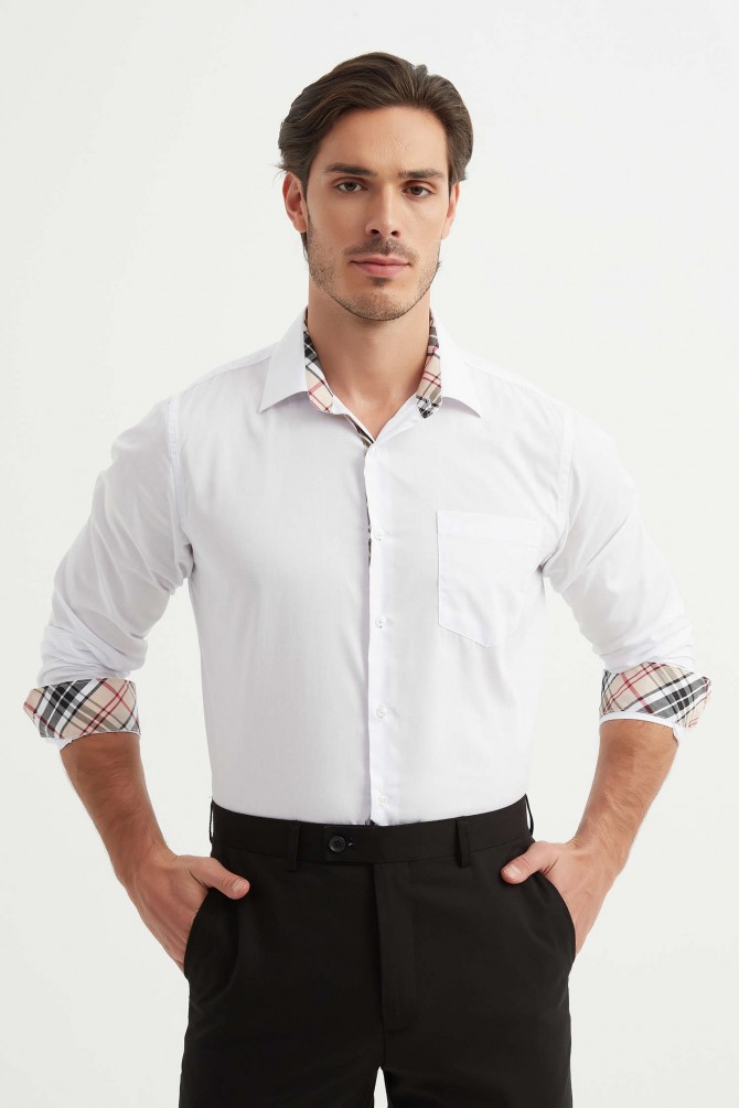 Plain checked shirt TARTAN straight fit