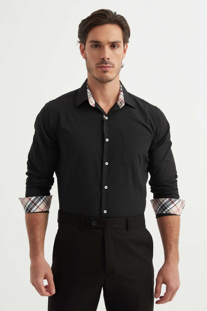 Plain checked shirt TARTAN straight fit