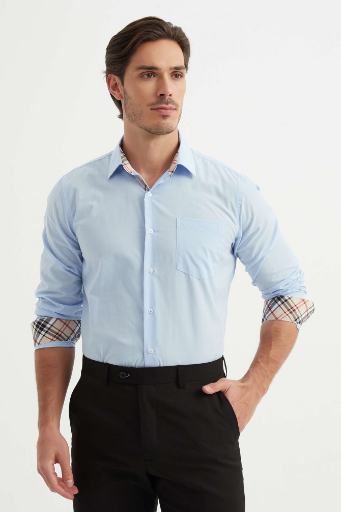 Plain checked shirt TARTAN straight fit