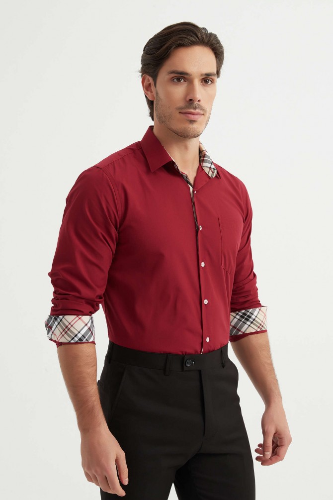 Plain checked shirt TARTAN straight fit