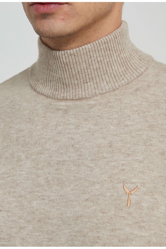 Funnel neck jumper "CASHMERE TOUCH" with logo