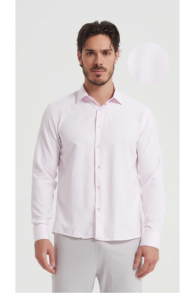 Chemise unie en confort fit coton piqué