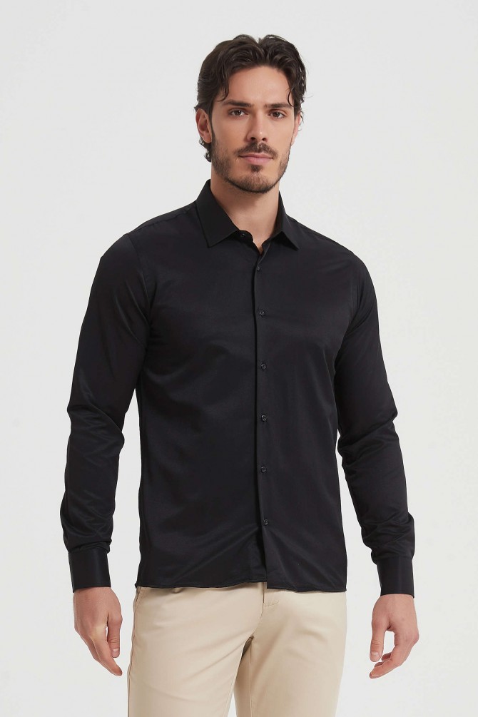 Comfort fit shirt satin effect