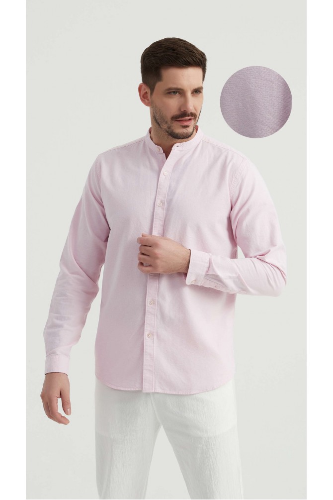 Chemise en oxford à col mao