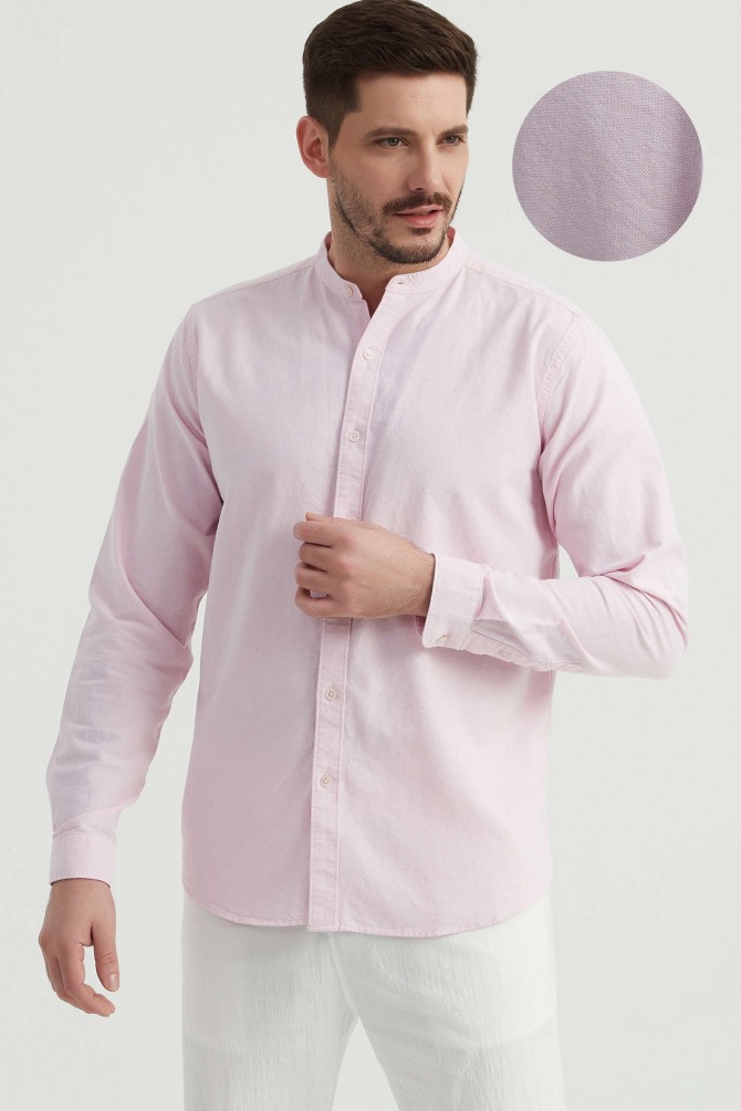 Chemise en oxford à col mao