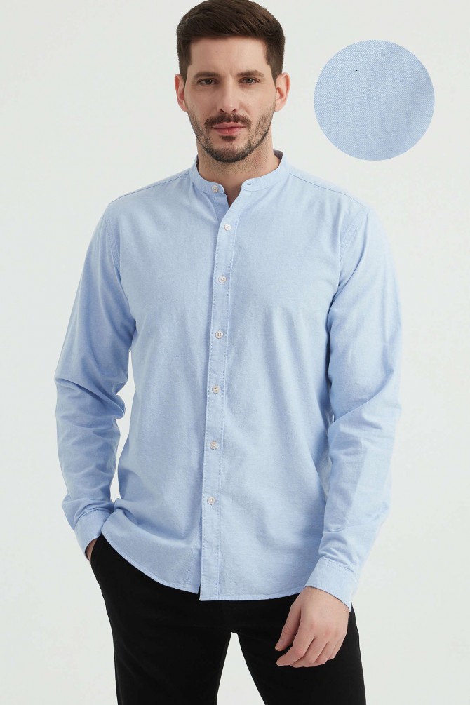Chemise en oxford à col mao