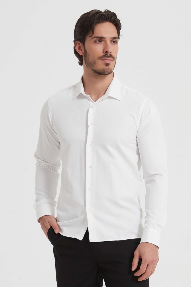 Comfort fit shirt satin effect