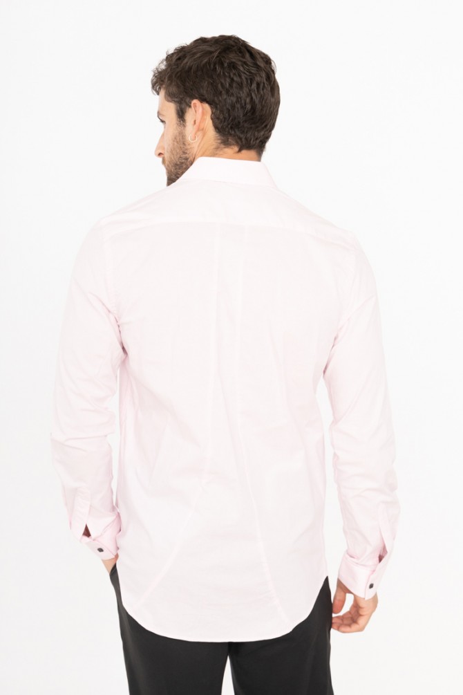 Chemise rose slim fit STRETCH à boutons pressions