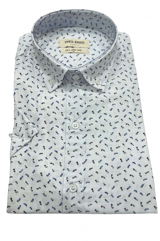 Printed sleeveless shirt in cotton veil