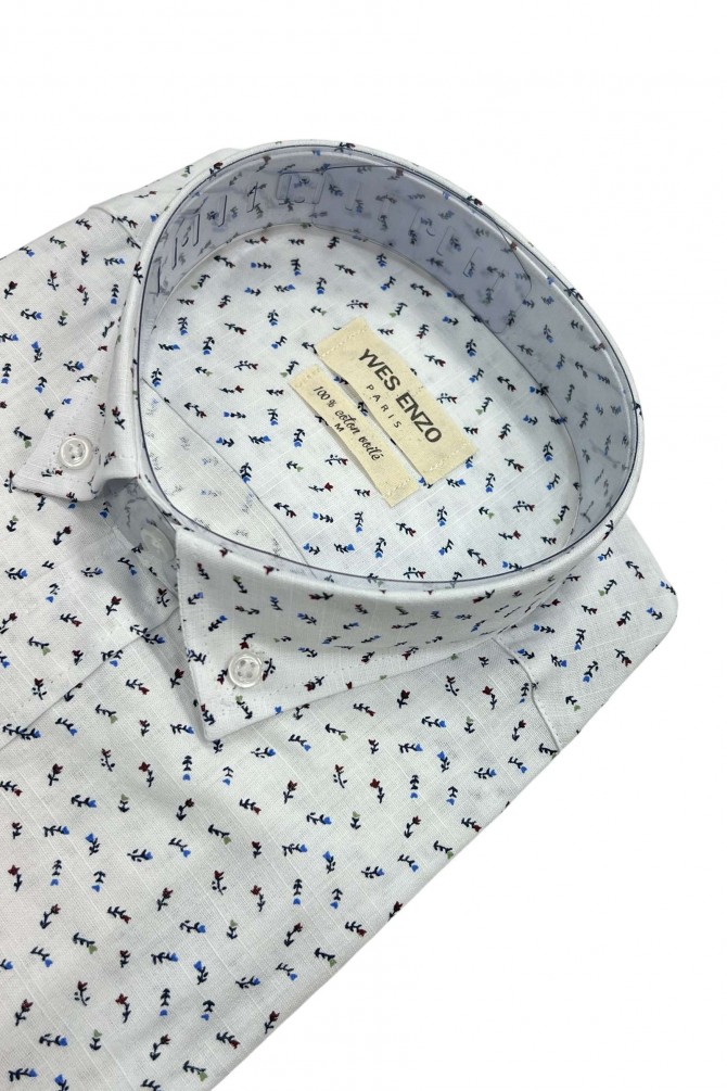 Printed sleeveless shirt in cotton veil