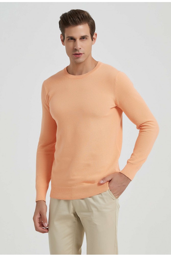 Round neck sweater in 100% cotton