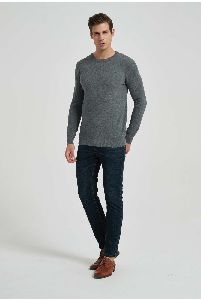 Round neck sweater in 100% cotton